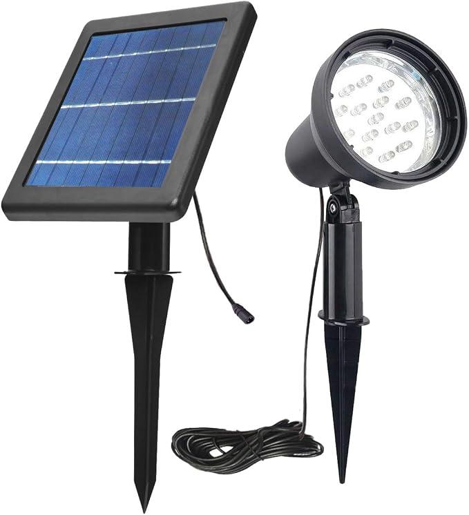 SUNLONG Solar Spotlights Outdoor Waterproof Bright Solar Wall Light Led Security Flood Light Solar Powered for Flag Patio Front Door Driveways-Automatically Activates at Dusk to Dawn (White)