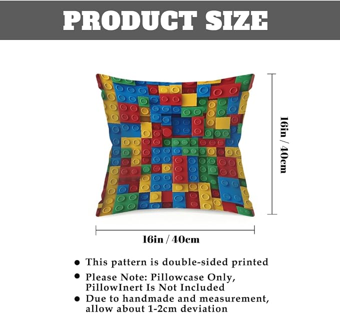 16x16 Inch Outdoor Pillow Covers Set of 2 Waterproof Throw Pillow Covers Decorative Couch Cushion Covers Colorful Block Square Pillowcases Protectors for Patio Garden Sofa