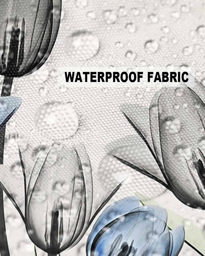 Vandarllin Outdoor Throw Pillows Covers 24X24 Set of 2 Waterproof Gray Blue Tulip Decorative Zippered Lumbar Cushion Covers for Patio Furniture, Spring Summer Flowers Floral