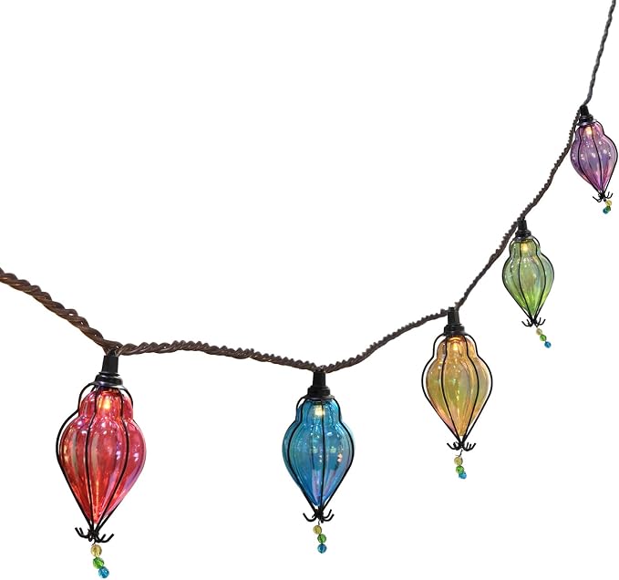 Vigdur Outdoor String Lights, 10FT Multicolor Patio String Lights Plug-in | 10 Plastic Flower Bulbs, UL Listed, 10 Strands Connectable, Outdoor Hanging Lights for Porch Garden Wedding Party Decor
