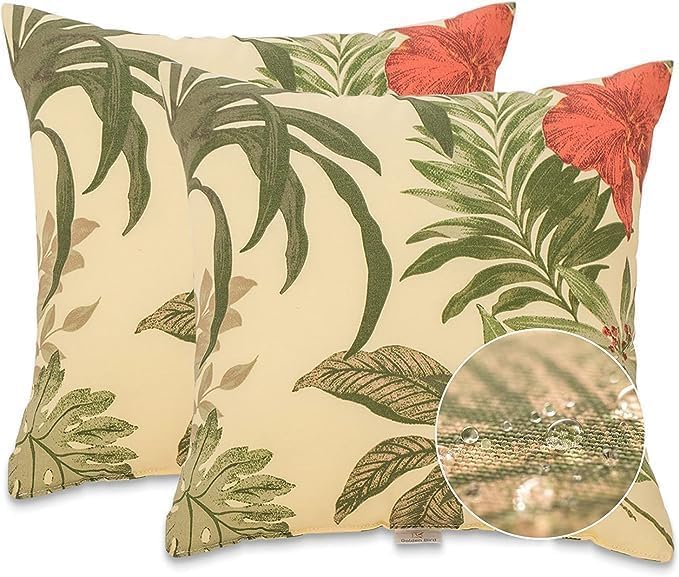 Outdoor Throw Pillows Decorative Pillows with Insert Included | 18x18 Outdoor Pillows Set of 2 Decorative Pillows Yellow Outdoor Pillows for Patio Furniture