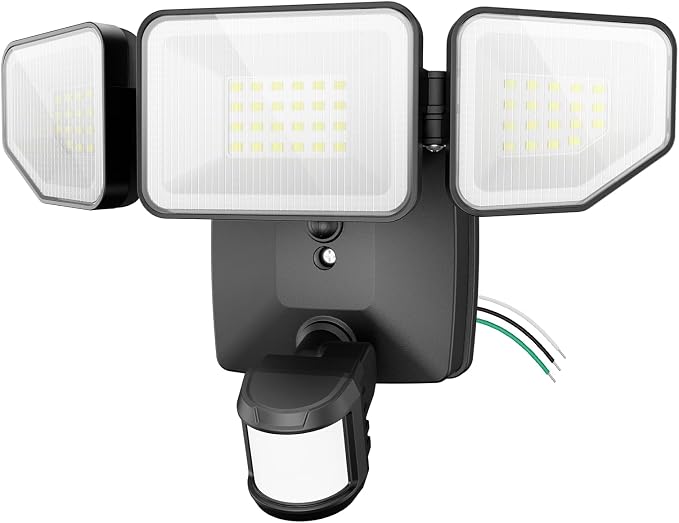 65W Flood Lights Outdoor Motion Sensor with Night Light, 6500K | 6500LM, Hardwired, IP65 Waterproof, Dusk to Dawn Photocell, Daylight for Garage, Yard, Outside, 3 Lighting Modes