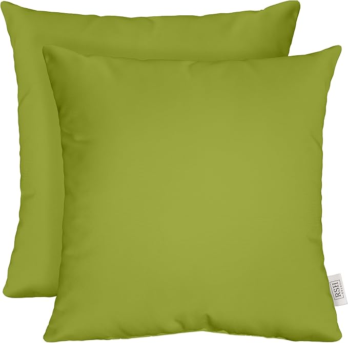RSH DECOR Square Throw Pillows Set of 2, 17x17 Inch Decorative Pillows for Couch, Water-Resistant Patio Furniture Pillows, Sunbrella Performance Fabric Canvas Macaw Moss Green - Made in USA