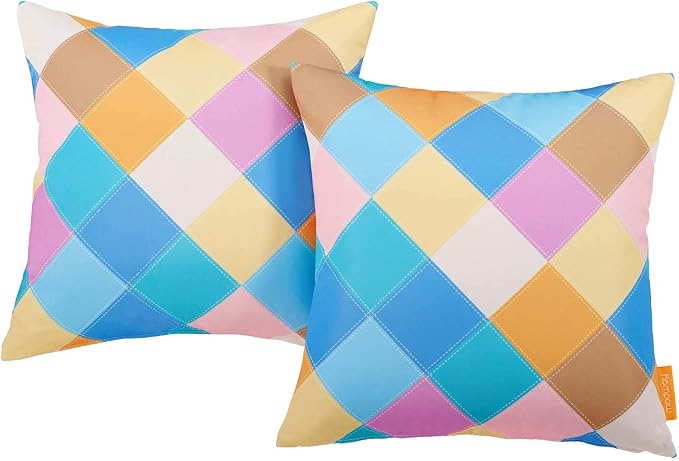 Modway Outdoor Indoor Two All Weather Patio Throw Pillows in Diamond