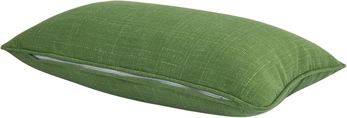 Lumbar Pillow Covers Set of 2, Outdoor Indoor Waterproof Patio Lumbar Pillowcase Shell 12x20 Inch, Rectangular Cushion Case for Couch Sofa Garden Farmhouse-Tropical Linen Green