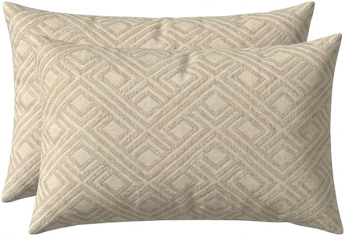 RSH DECOR: Sunbrella Jumbo Lumbar Pillows Set of 2 | 26" x 16" | Water and Fade-Resistant Performance Fabric | Outdoor Pillow Covers with Down-Alternative Inserts | Made in USA (Integrated Pewter)