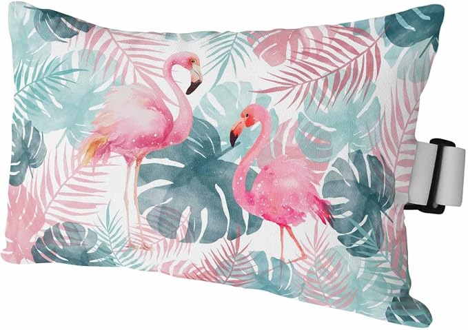 Outdoor Lumbar Pillow Set of 1, Flamingos Waterproof Beach Headrest Pillow with Inserts, Green Summer Monstera Leaves Tropical Botanical Recliner Throw Pillows for Patio Furniture, 12 x 20