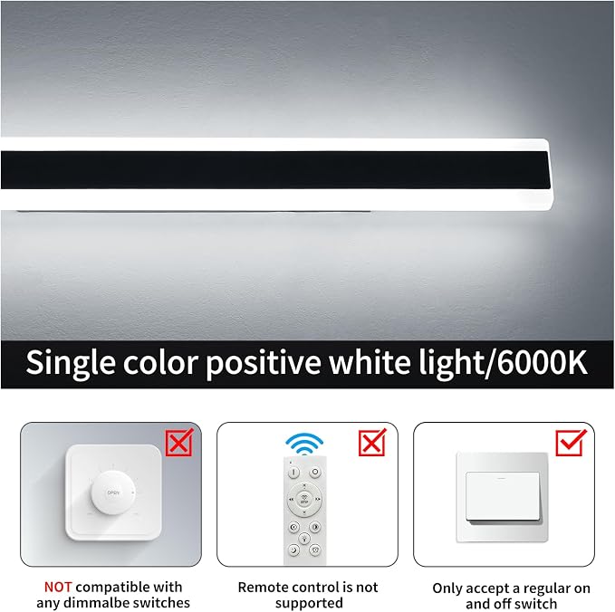 Long Outdoor Wall Light Fixture, 47.2inch Garage Modern Wall Sconce, 6000K Cold White, IP65 Waterproof, White Acrylic, 42W, Minimalist House Exterior Lighting for Patio, Porch, Garden, Fence