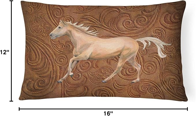 Caroline's Treasures SB3060PW1216 Horse Canvas Fabric Decorative Pillow 100% Machine Washable Pillow, Indoor or Outdoor Decorative Throw Pillow for Couch, Bed or Patio