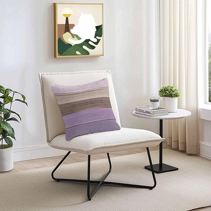 Outdoor Throw Pillow Covers 26X26 Set of 2 Waterproof Ombre Lavender Purple Brown Decorative Zippered Cushion Covers for Patio Furniture, Farmhouse Retro Rustic Barn Wood Texture Lumbar Pillowcases