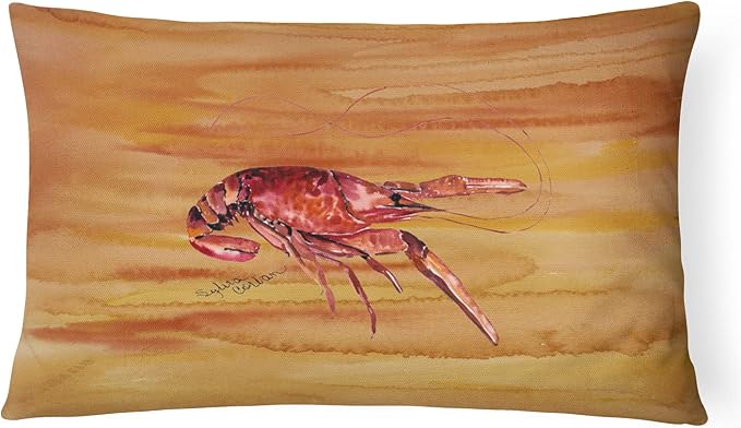 Caroline's Treasures 8232PW1216 Crawfish Canvas Fabric Decorative Pillow Machine Washable, Indoor Outdoor Decorative Pillow for Couch, Bed or Patio, 12HX16W