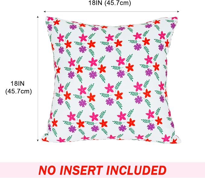 Eternal Beauty 18" x 18" Set of 2 Outdoor Pillow Covers Decorative Pillow Covers for Fall Couch Pillows (Red-Purple Flower, 18" x 18" (Pack of 2))
