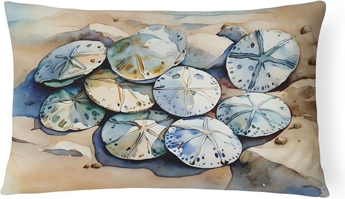 Caroline's Treasures DAC2821PW1216 Sand Dollars Throw Pillow Machine Washable, Indoor Outdoor Decorative Pillow for Couch, Bed or Patio, 12HX16W