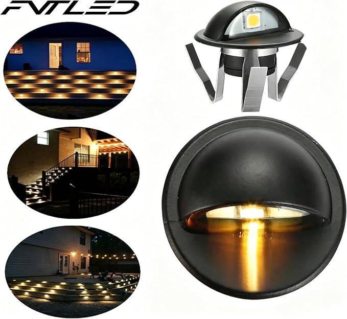 Pack of 10 Warm White Low Voltage LED Deck Lights kit Φ1.38 Outdoor Garden Yard Decoration Lamp Recessed Landscape Pathway Step Stair Warm White LED Lighting, Black