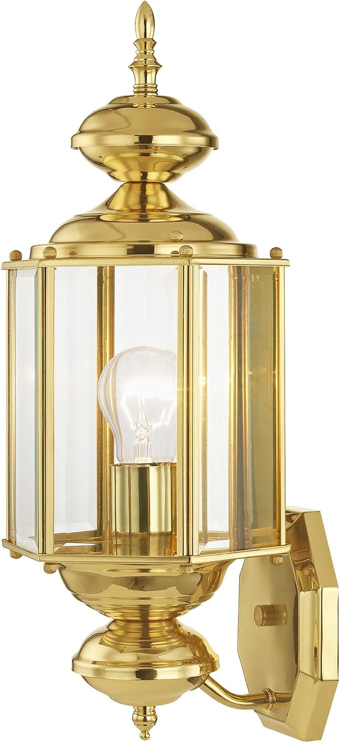 Livex Lighting 2006-02 1-Light Outdoor Wall Lantern, Polished Brass