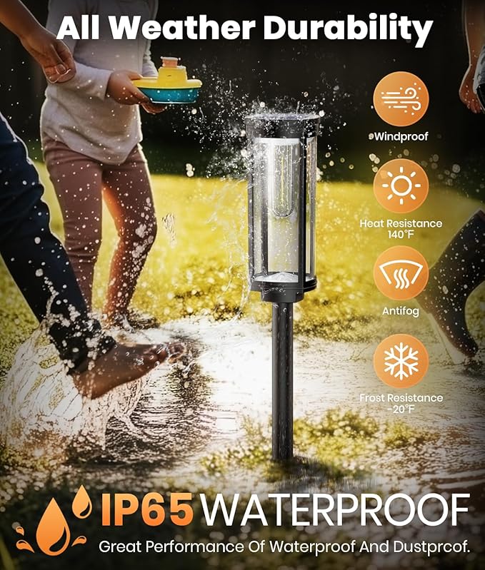 ALFIOT Solar Pathway Lights Outdoor Warm White 8-Pack Waterproof IP65, Auto On/Off Solar Powered Walkway Lighting for Driveway Yard Garden, Upgraded Landscape Lights Outside