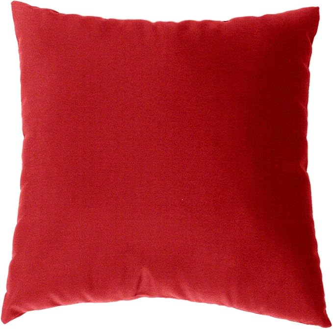 Cushion Source 17" x 17" Sunbrella Throw Pillow, Indoor/Outdoor Decorative Pillow, Fade and Water Resistant, Sunbrella Logo Red