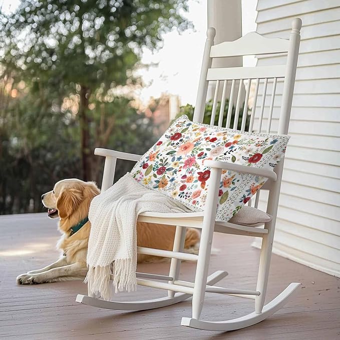 Vandarllin Outdoor Throw Pillows Covers 20x12 inch Set of 2 Waterproof Cream Floral Decorative Zippered Cushion Covers for Patio Furniture, Farmhouse Vintage Flower Lumbar Pillowcases