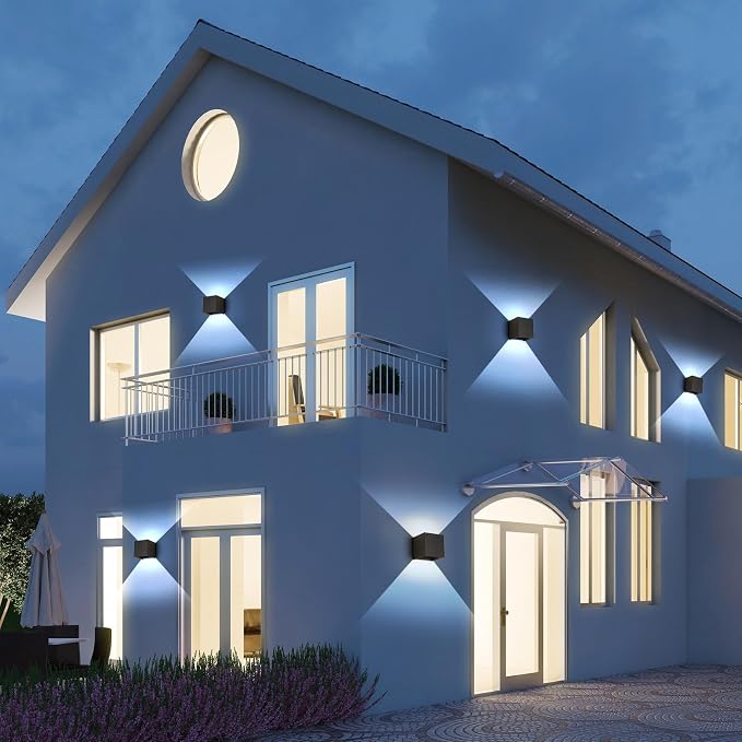 LED 20W Outdoor Wall Lights Exterior/Interior 3 Colors Adjustable Wall Sconce Up and Down Light Porch Lights IP65 Waterproof Exterior Wall Sconce Modern Outdoor Lighting Square Aluminum Black