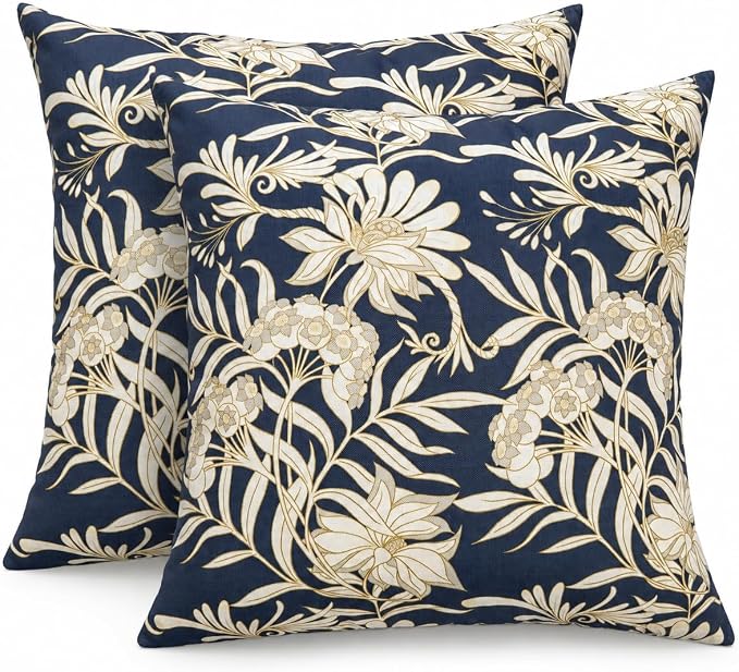 Outdoor Throw Pillows 18×18 Inch Pack of 2 Waterproof Decorative Patio Pillows with Inserts, Square Pillows for Garden Couch Sofa and Patio Furniture