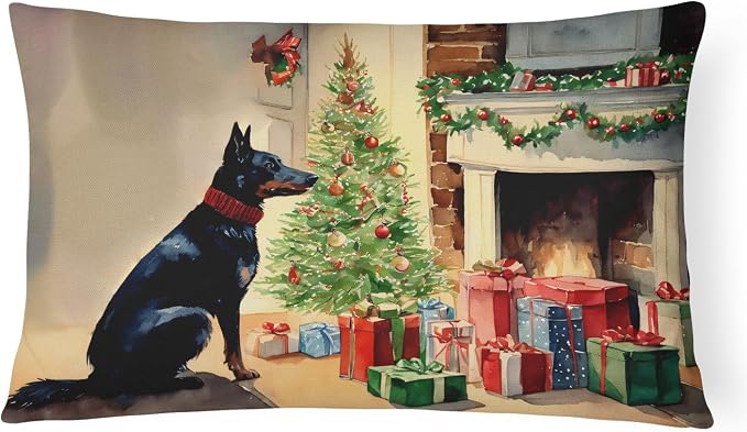 Caroline's Treasures DAC2599PW1216 Australian Kelpie Cozy Christmas Throw Pillow Machine Washable, Indoor Outdoor Decorative Pillow for Couch, Bed or Patio, 12HX16W