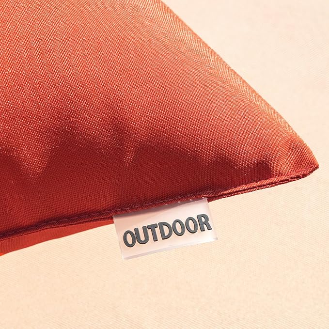 MIULEE Decorative Outdoor Waterproof Pillow Covers 20x20 Burnt Brick | Decorative Patio Furniture,Pack of 2,Accent Square Soild Throw Pillow Covers,Summer Garden Tent Couch Sofa