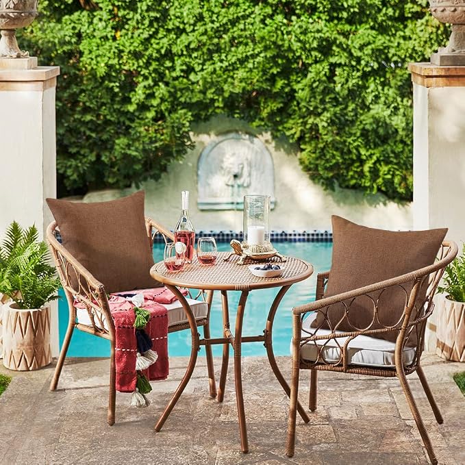 OTOSTAR Pack of 4 Outdoor Waterproof Throw Pillow Covers 18x18 Inch Garden Decorative Pillow Covers Cushion Sham Pillowcase Shell Patio Cushion Case Pillows for Couch Tent Sofa Balcony Decor (Brown)