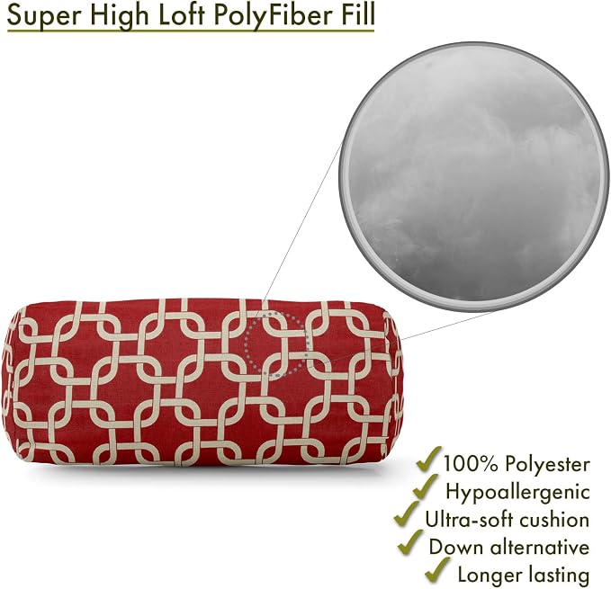 Majestic Home Goods Red Links Indoor / Outdoor Round Bolster Pillow 18.5" L x 8" W x 8" H