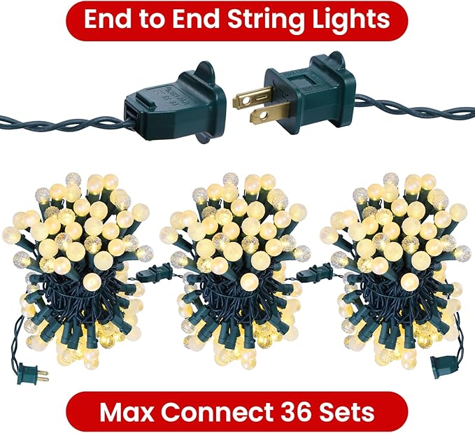 Globe String Lights, 70 LED Mix-Ball Fairy Lights Plug in UL Listed Christmas Tree Lights 19Ft Christmas Outdoor Indoor Fairy Lights for Bedroom Tree Patio Party Garden Wedding, Warm White