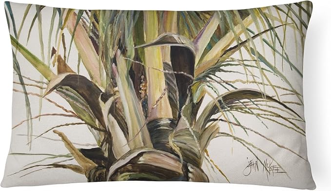 Caroline's Treasures JMK1131PW1216 Top Coconut Tree Canvas Fabric Decorative Pillow Machine Washable, Indoor Outdoor Decorative Pillow for Couch, Bed or Patio, 12HX16W
