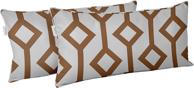 Indoor/Outdoor Polyester Fabric Lumbar Pillow Cover, All-Weather Waterproof Rectangular Cushion Case for Patio Furniture, 12 x 18 Set of 2 - Abstracts-14