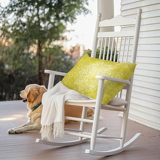 Vandarllin Outdoor Throw Pillows Covers 20x12 inch Set of 2 Waterproof Yellow Boho Floral Decorative Zippered Cushion Covers for Patio Furniture, Bohemian Flower Lumbar Pillowcases