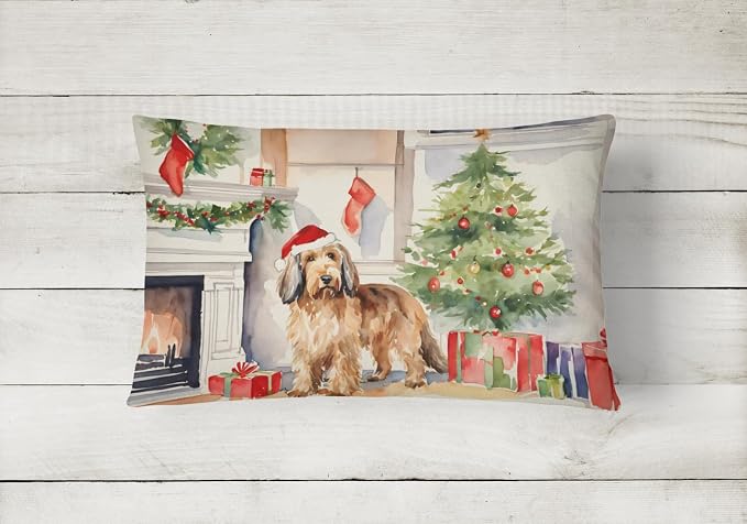 Caroline's Treasures DAC2718PW1216 Otterhound Cozy Christmas Throw Pillow Machine Washable, Indoor Outdoor Decorative Pillow for Couch, Bed or Patio, 12HX16W
