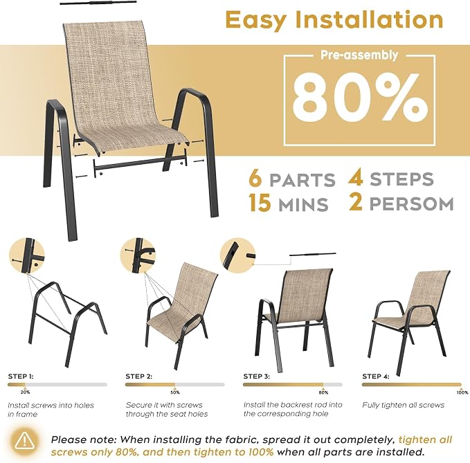 Outdoor Patio Dining Set for 4, 5 Pieces Patio Table and Chairs Set with Umbrella Hole, 37.8"x 37.8" Square Metal Wood-Grain Dining Table Set with 4 Stackable Patio Chairs for Deck , Backyard, Porch