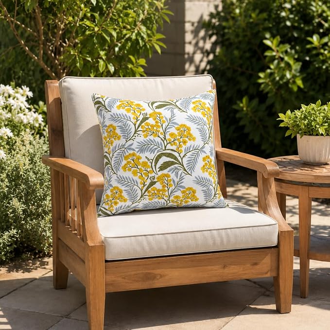 Outdoor/Indoor Decorative Throw Pillows 18×18 Inch | Pack of 2 Waterproof Decorative Throw Pillows with Inserts, Square Pillows for Bed, Couch, Sofa and Patio Furniture