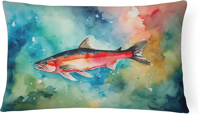 Caroline's Treasures DAC2817PW1216 Salmon Throw Pillow Machine Washable, Indoor Outdoor Decorative Pillow for Couch, Bed or Patio, 12HX16W