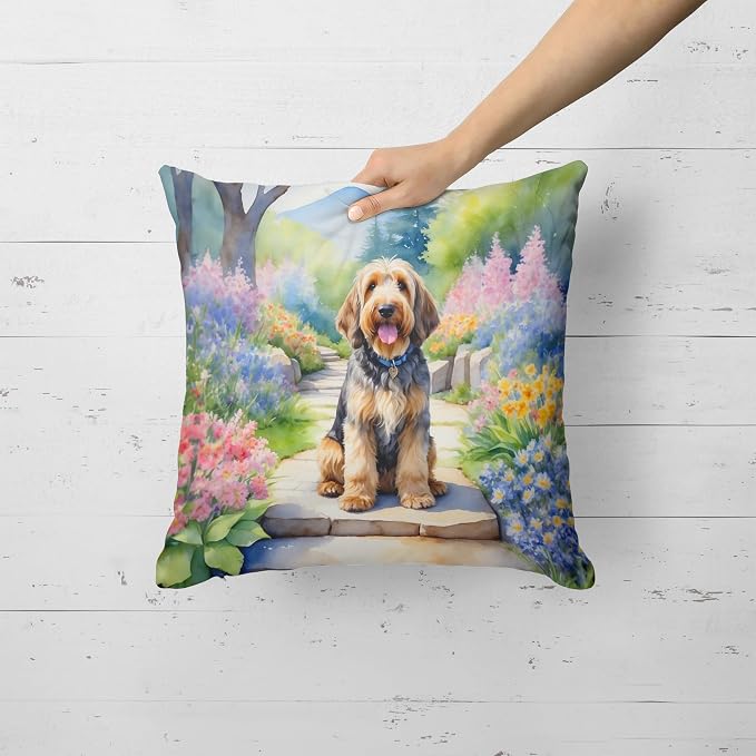Caroline's Treasures Otterhound Spring Path Throw Pillow Machine Washable, Indoor Outdoor Decorative Pillow for Couch, Bed or Patio, 18Hx18W
