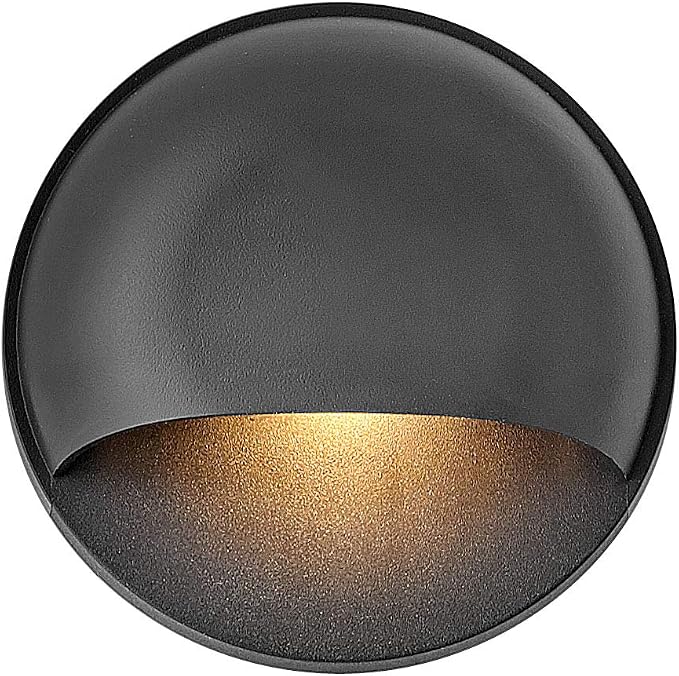 Hinkley Landscape Nuvi Round Low-Voltage Integrated LED Deck Sconce Light, Solid Vinyl Alloy, Dimmable, Mounts Flush on Surface, Safe for Wet Conditions, Black Finish | Low Voltage, Vinyl Alloy, Integrated LED, Flush Mount Surface Light, Wiring Kit, AD...