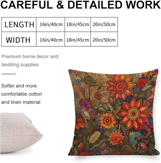 Couch Pillows for Living Room Oil Painting Colorful Garden Flowers Pillows 18"x18" Farmhouse Flower Linen Cushion Case Outdoor Home Decoration for Farmhouse Decor Room Bedroom Sofa Chair Car