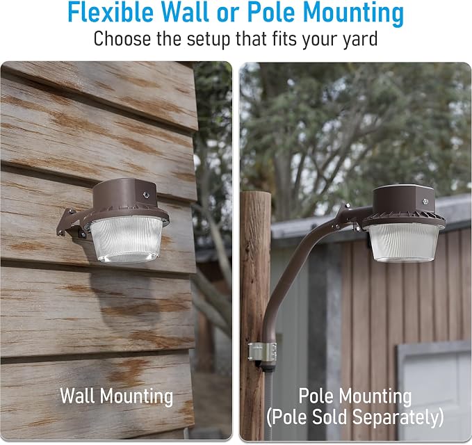 TORCHSTAR LED Barn Light Dusk to Dawn Area Lights Aluminum 5000K Bronze | Outdoor Security Flood Lighting with Photocell, ETL & FCC Listed, IP65 Waterproof, 110-277V, Garage, Yard