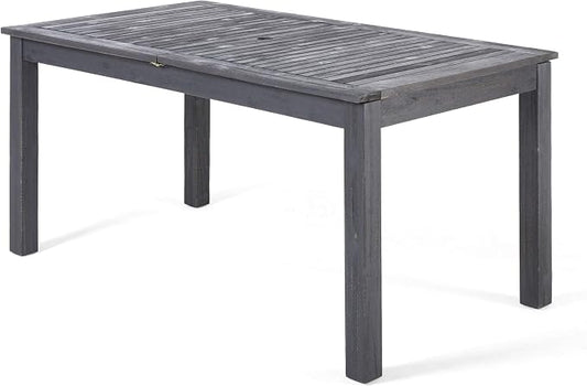 Christopher Knight Home Great Deal Furniture Christopher Knight Home Eric Outdoor Expandable Acacia Wood Dining Table, Dark Gray Finish