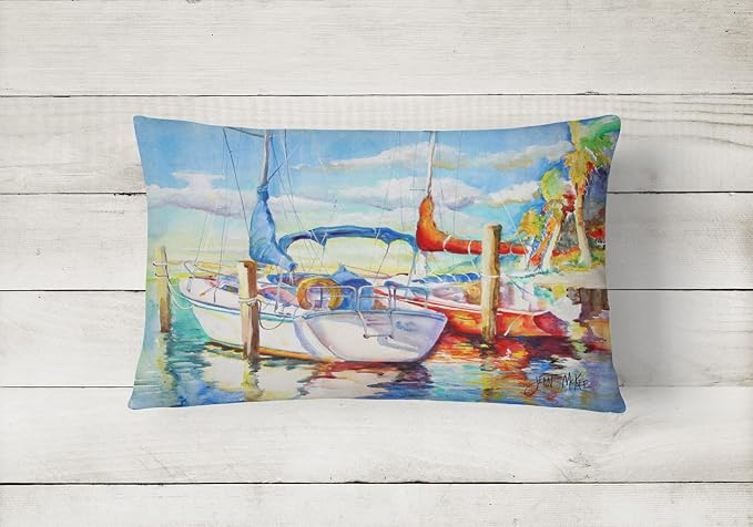 Caroline's Treasures JMK1088PW1216 Towering Q Sailboat Canvas Fabric Decorative Pillow Machine Washable, Indoor Outdoor Decorative Pillow for Couch, Bed or Patio, 12HX16W