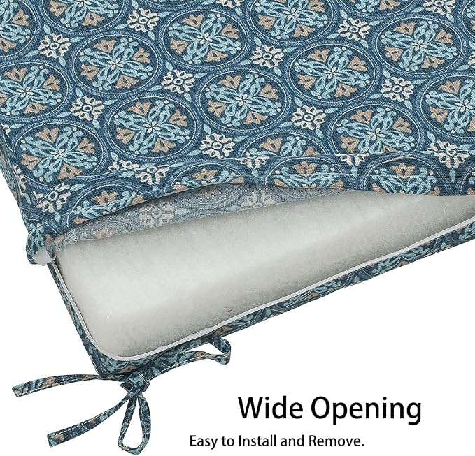 Magpie Fabrics Indoor Outdoor Cushion Cover Replacement 2 Pack, NO Insert! Water Repellent Slipcover with Ties Decor for Patio Garden Chair Seat Sofa Bench Wicker(Morgan Medal Blue, 22x20x4 Inch)
