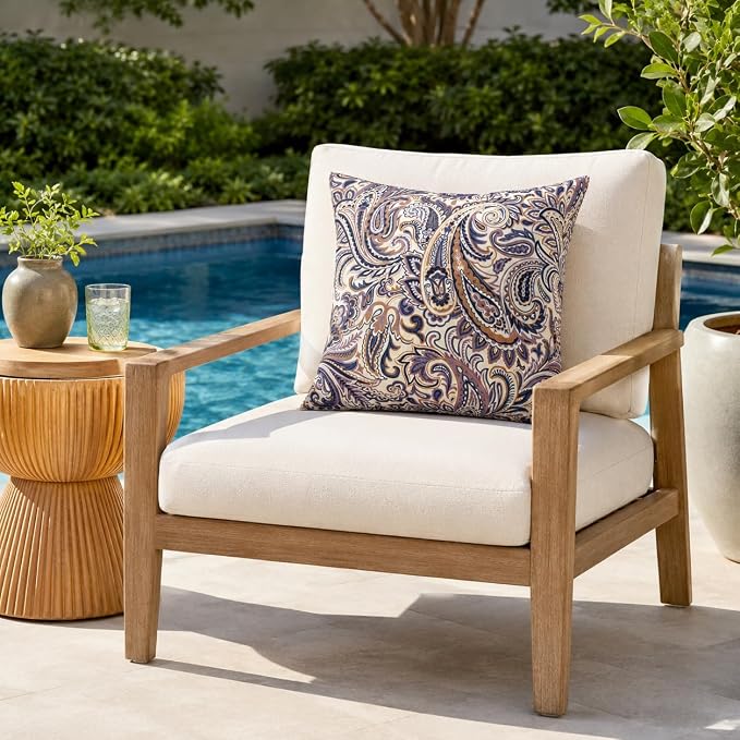 Outdoor Pillows Waterproof 18"x18" Decorative Throw Pillows with Inserts | Set of 2 Outdoor Square Pillows for Couch Sofa Patio Furniture