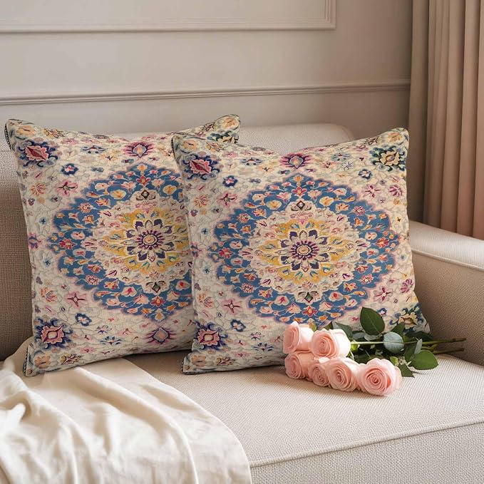 Boho Southwest Waterproof Outdoor Pillow Covers Set of 2 Home Decor, Vintage Country Ethnic Nation Motifs Pillowcase Patio Pillow Covers for Couch Bench Furniture Garden 20x20in