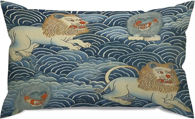 Zipped Pillow Cases for Home Decor Blue Tibet Tiger Throw Pillow Cover Set of 2 Farmhouse Cushion Cover Cases for Living Room Club Home Decor 12x20in