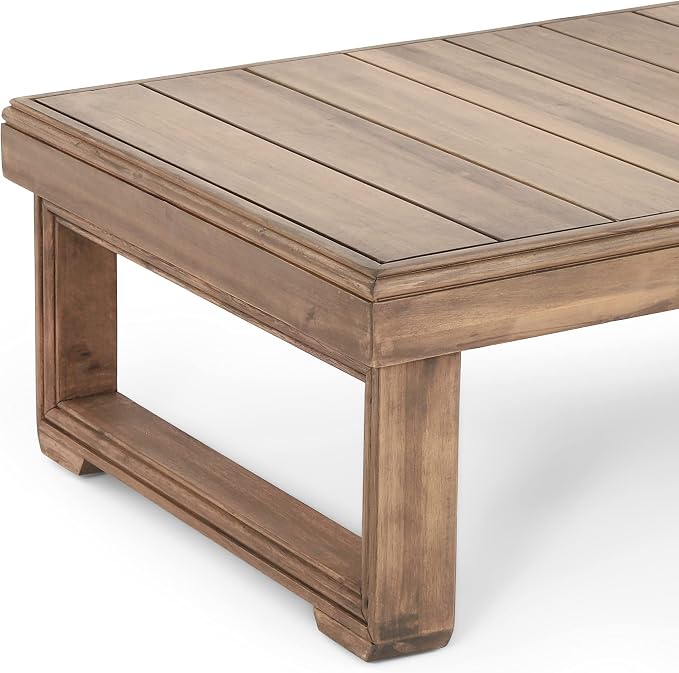 Outdoor Coffee Table with Slat Design and Sled Base, Brown