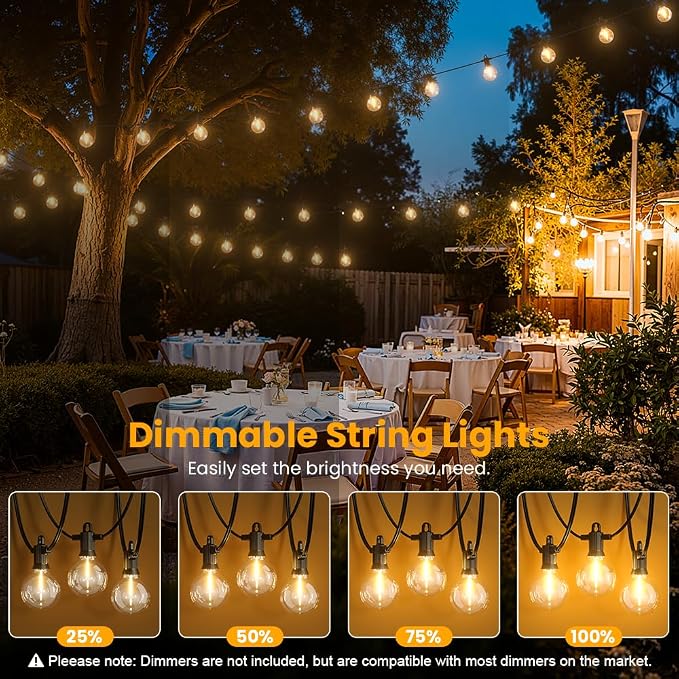 LED Outdoor String Lights, 150FT Patio Lights Outdoor Waterproof with 73+3 Shatterproof G40 Edison Globe Bulbs, 2700K Warm White Hanging Light, Dimmable Light for Outside Backyard Garden Bistro Porch