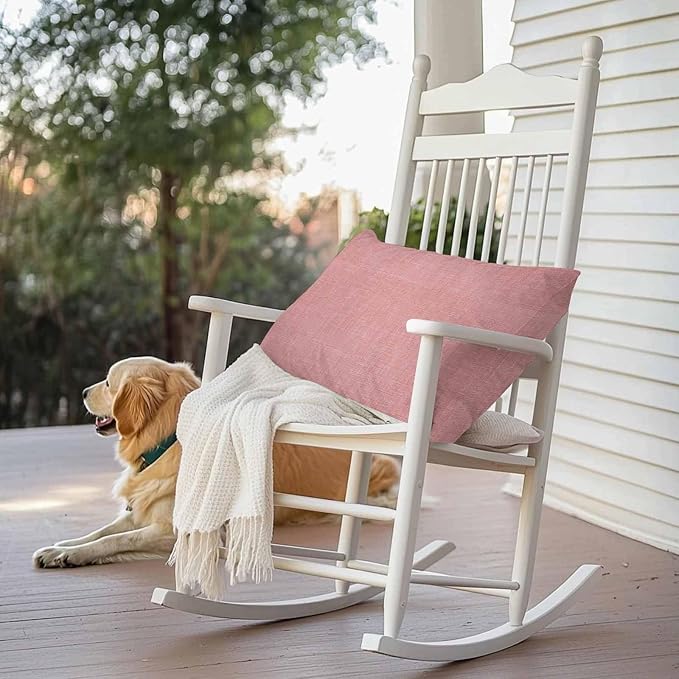 Vandarllin Outdoor Throw Pillows Covers 20x12 inch Set of 2 Waterproof Peach Pink Linen Decorative Zippered Cushion Covers for Patio Furniture, Farmhouse Pure Color Lumbar Pillowcases