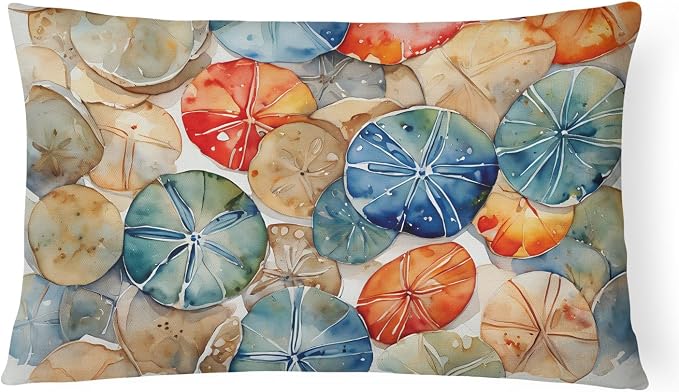 Caroline's Treasures DAC2820PW1216 Sand Dollars Throw Pillow Machine Washable, Indoor Outdoor Decorative Pillow for Couch, Bed or Patio, 12HX16W